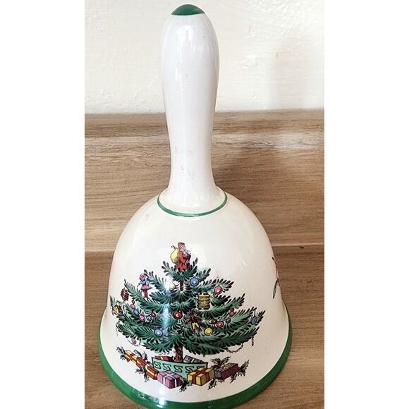 Vintage Spode Porcelain Christmas Tree Bell England S3324-G Holiday Charm - Picture 1 of 11